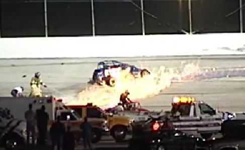 Fiery Race Car Crash