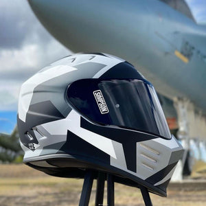Simpson Ghost Bandit Have Blue DOT Motorcycle Helmet inspired by fighter jets