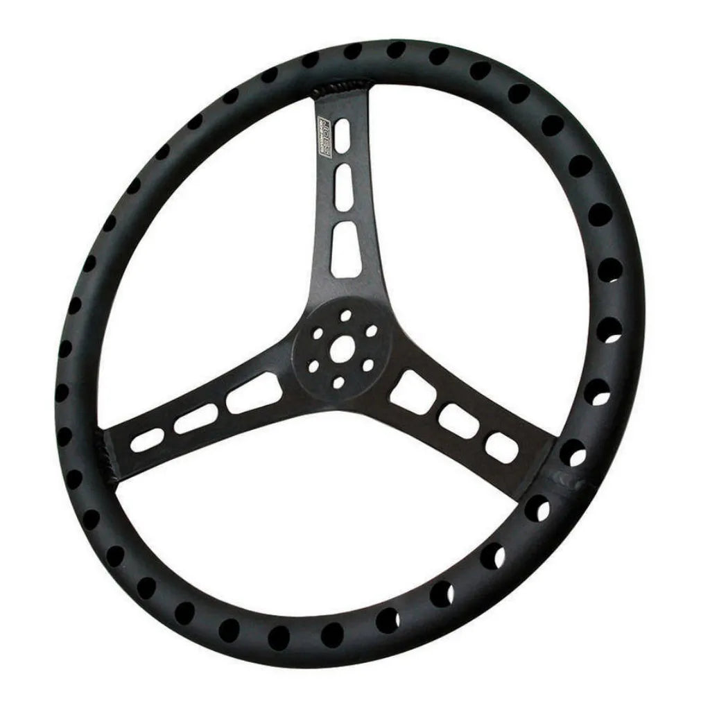 JOES Lightweight Dished Aluminum Steering Wheel, Black Anodized