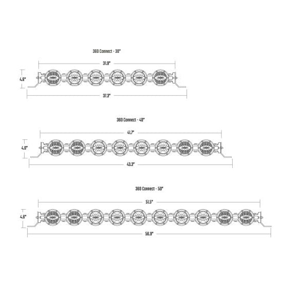 Rigid 360 Connect Light Bar Assembly Dimensions Drawing
