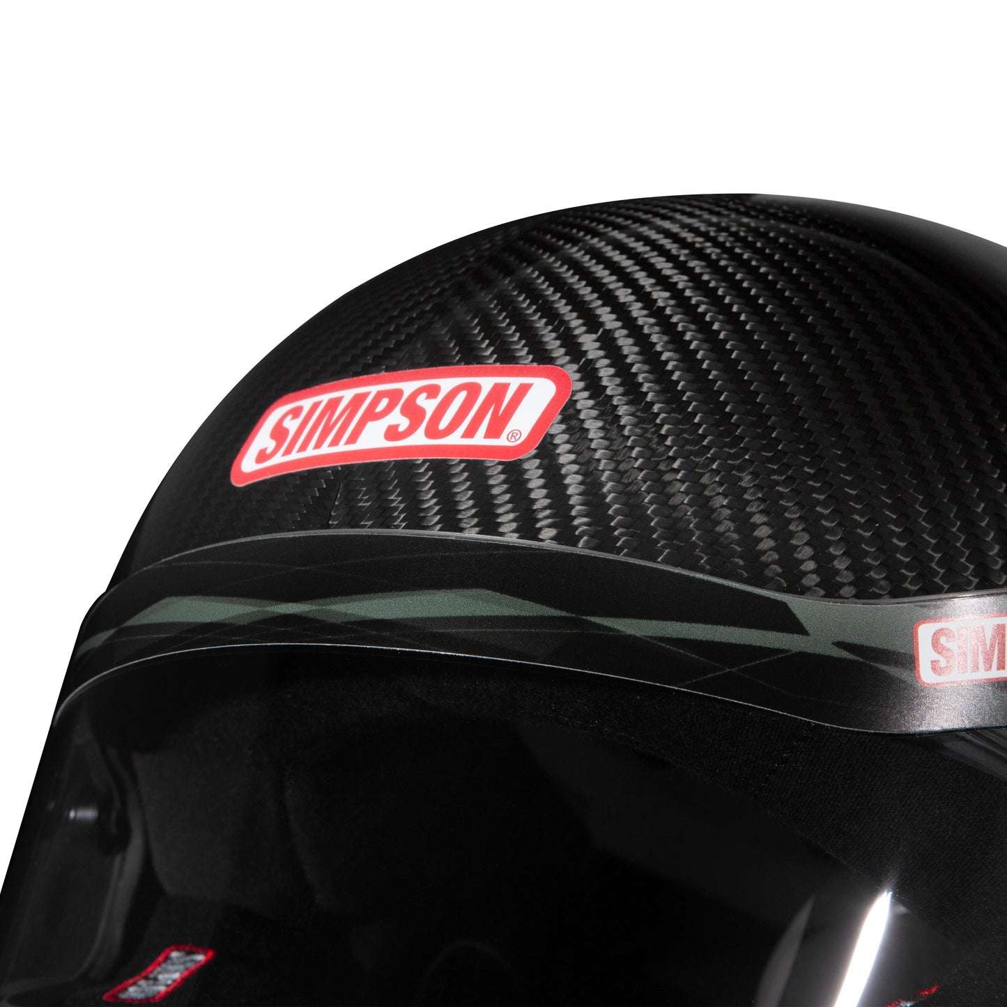 Simpson Vudo Carbon Helmet (Top Front Detail with Clear Shield)