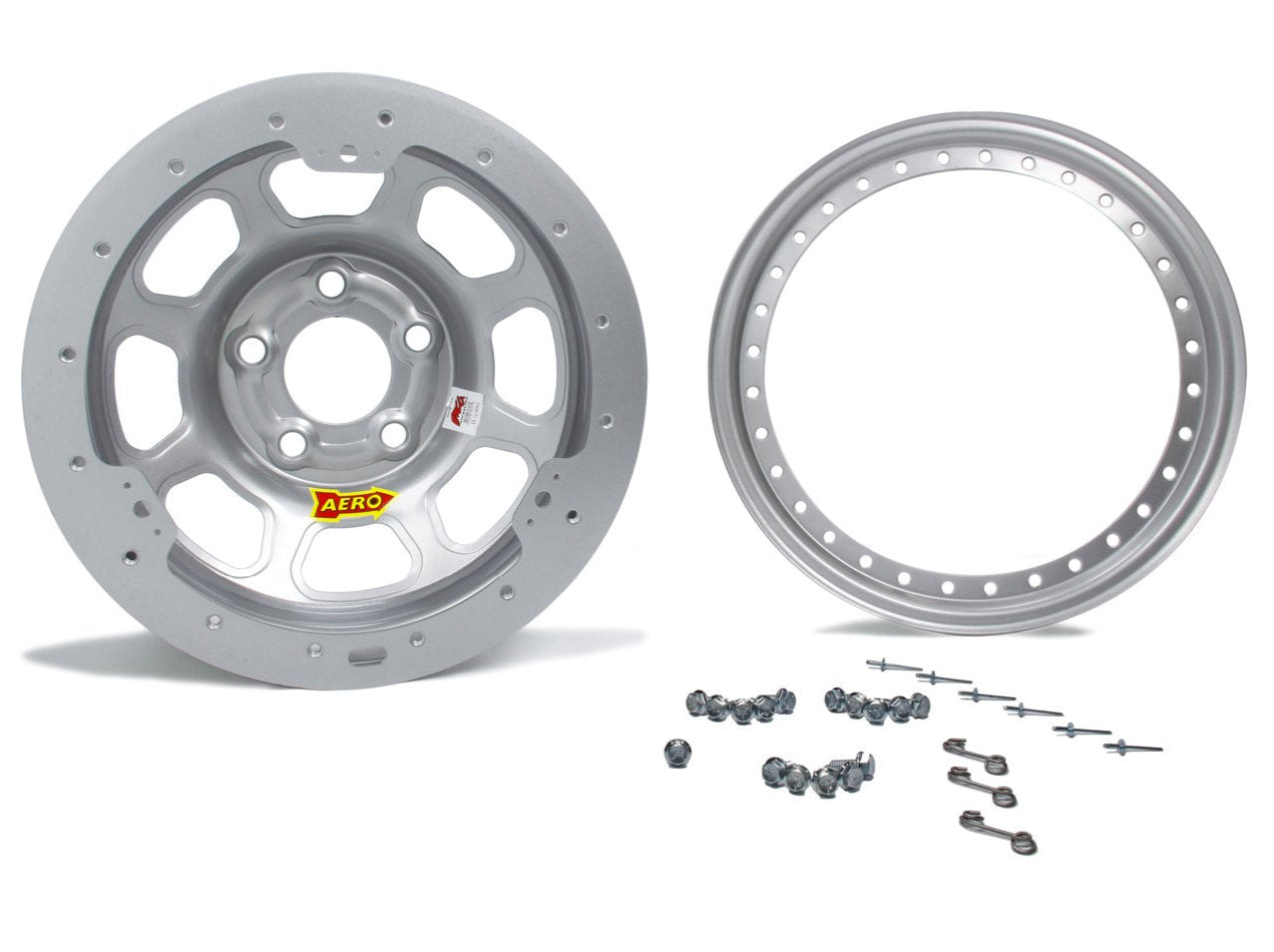 Aero Race Wheels 15X10 2" 4.75 Silver Beadlock