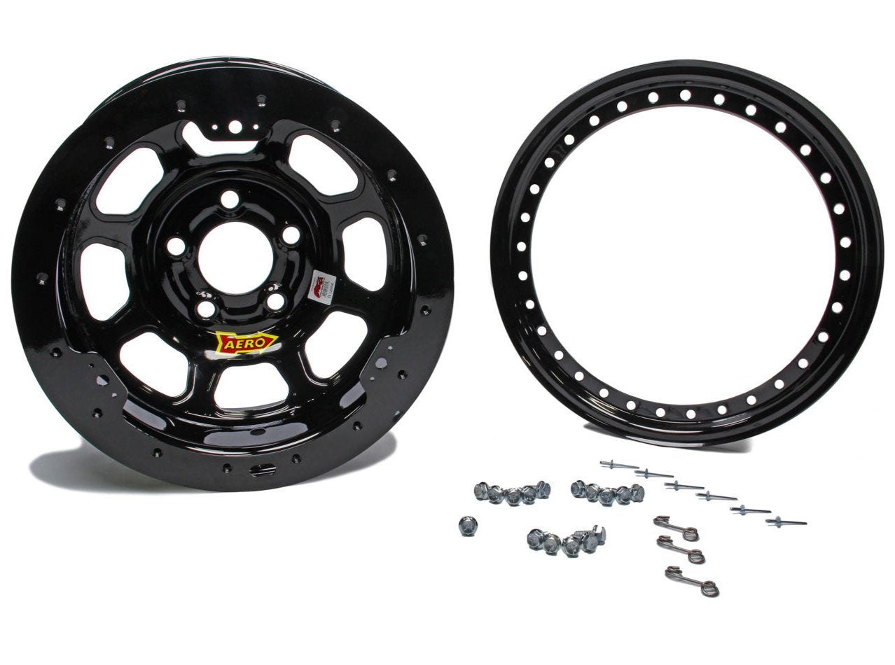 Aero Race Wheels 15x8 4" 5.00 Black w/ Black Ring