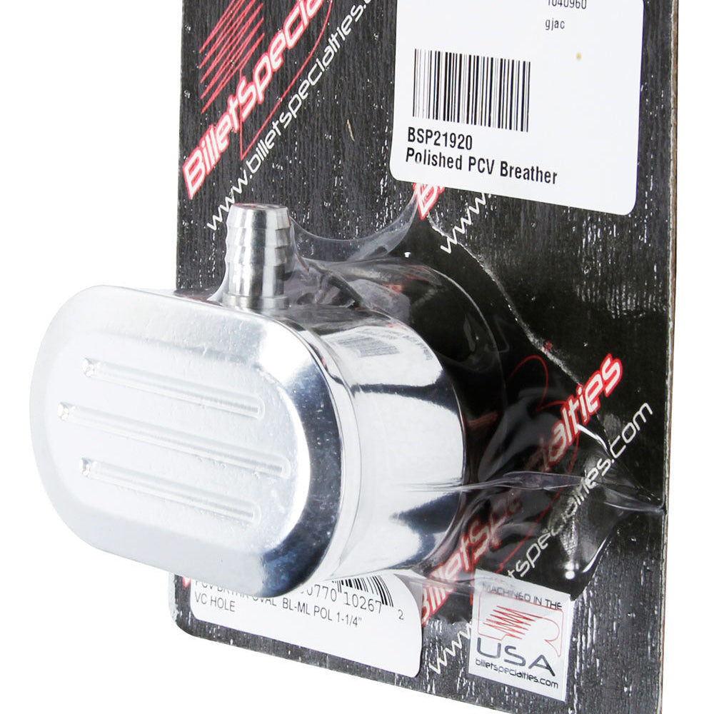 Billet Specialties Polished PCV Breather Oval Ball Milled 21920