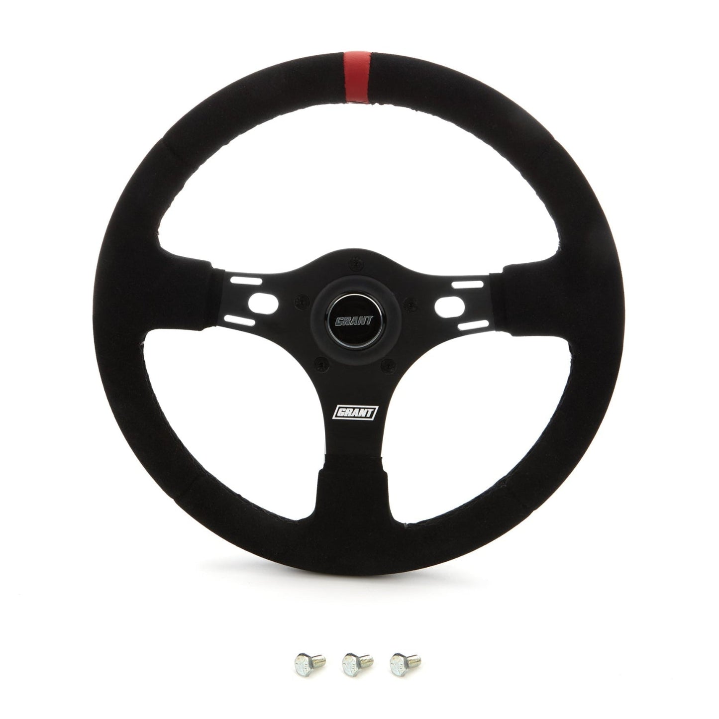 Grant 1081 Race Steering Wheel Suede 13" Red Stripe