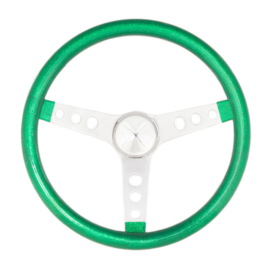 Grant 8462 Steering Wheel Metal Flake Green/Spoke Chrome 15"