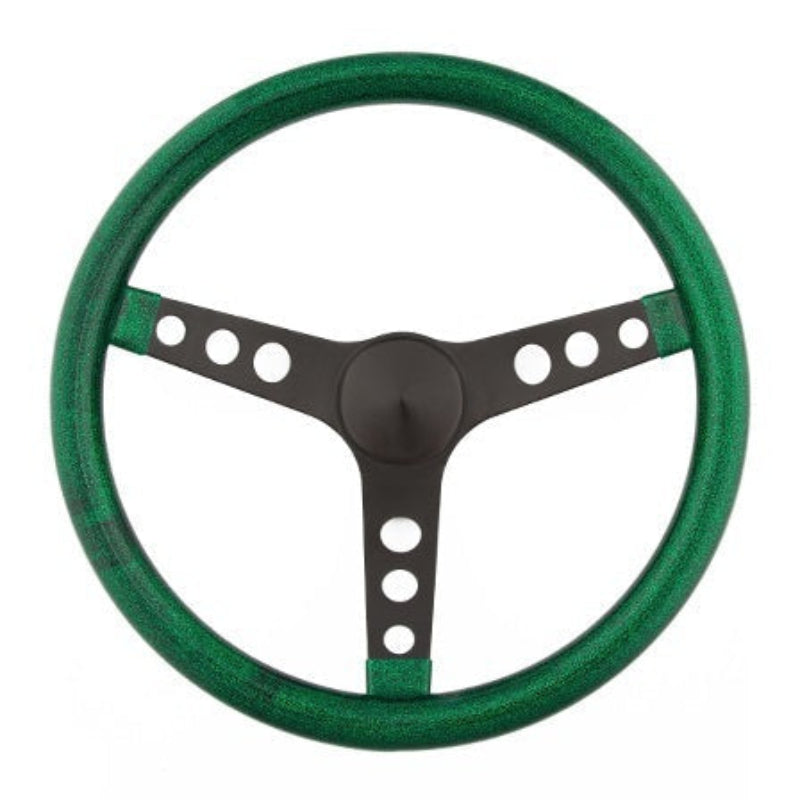 Grant 8472 Steering Wheel Metal Flake Green/Spoke Black 15"