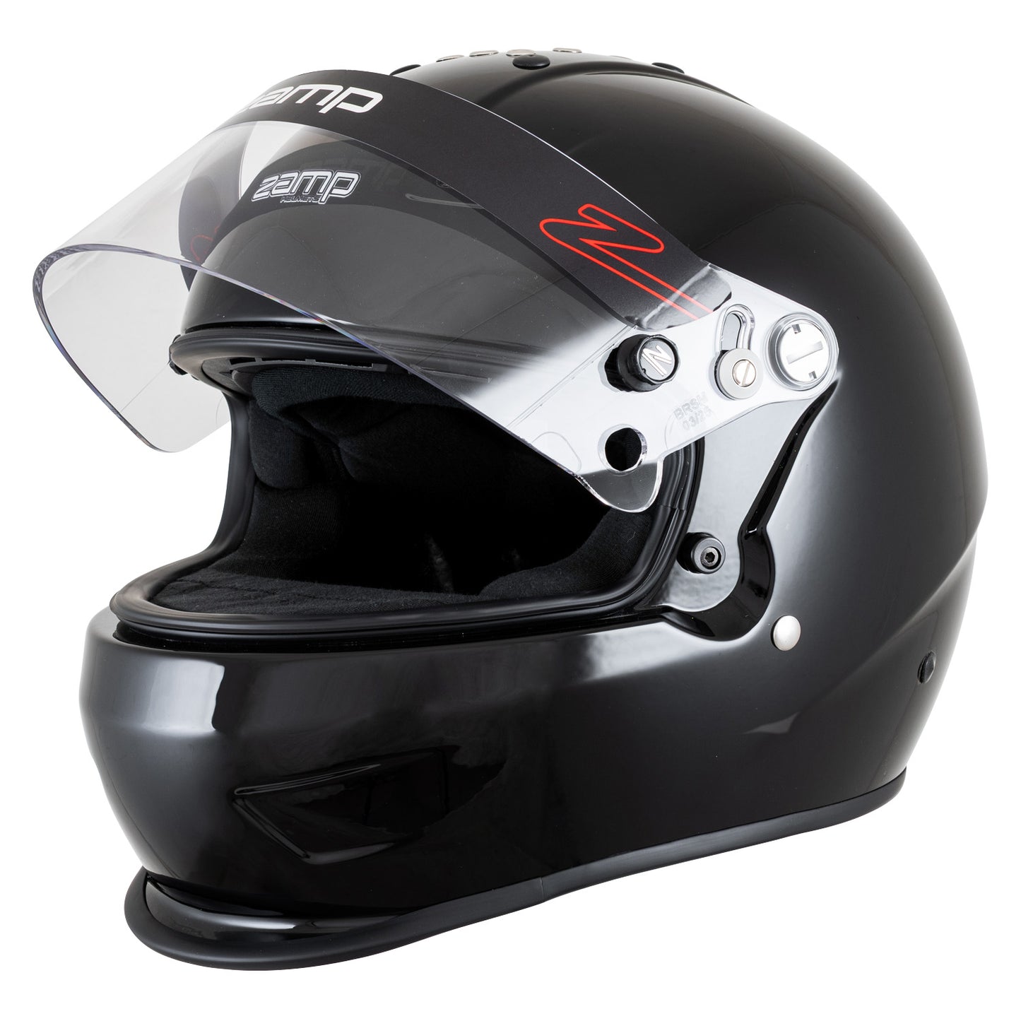 Zamp RZ-38 Dirt Helmet SA2025 (Gloss Black) with open shield