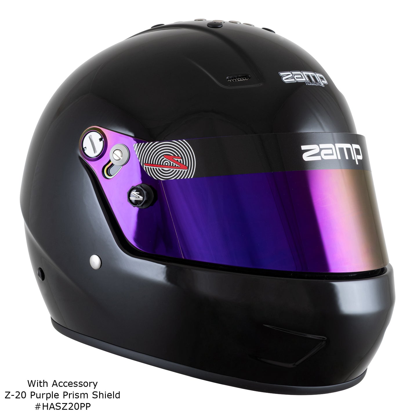 Zamp RZ-57 Helmet SA2025 (Gloss Black with Purple Prism Shield)