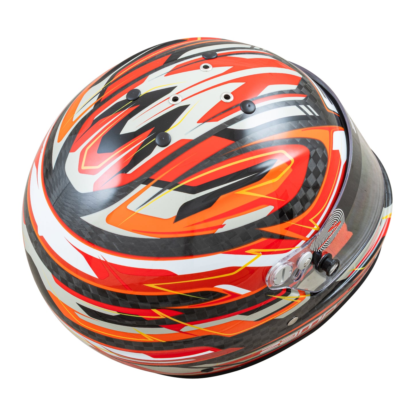Zamp RZ-48Y Youth Carbon Graphic Helmet (Fluo Red - Top View)