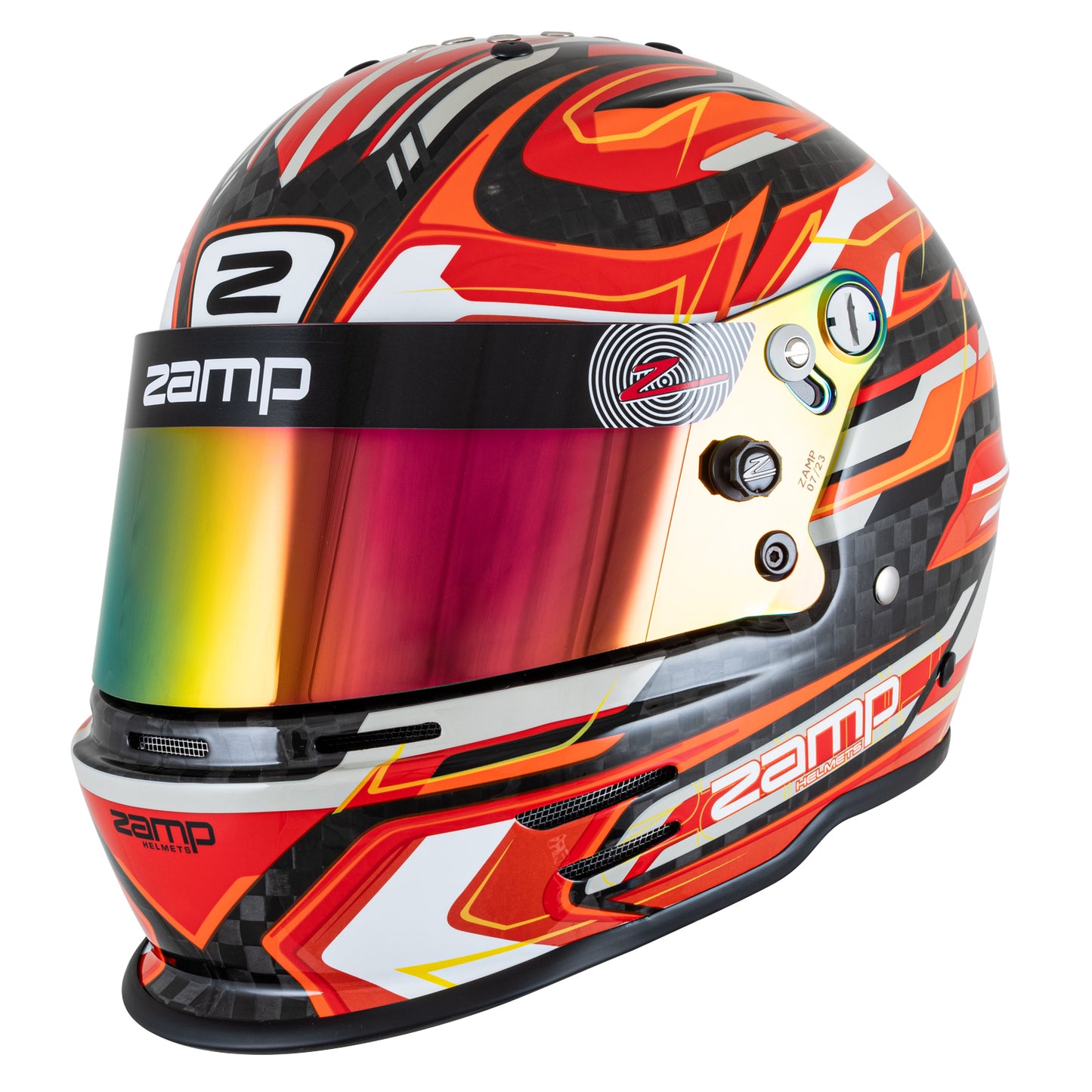 Zamp RZ-48Y Youth Carbon Graphic Helmet (Fluo Red with Closed Red Shield)