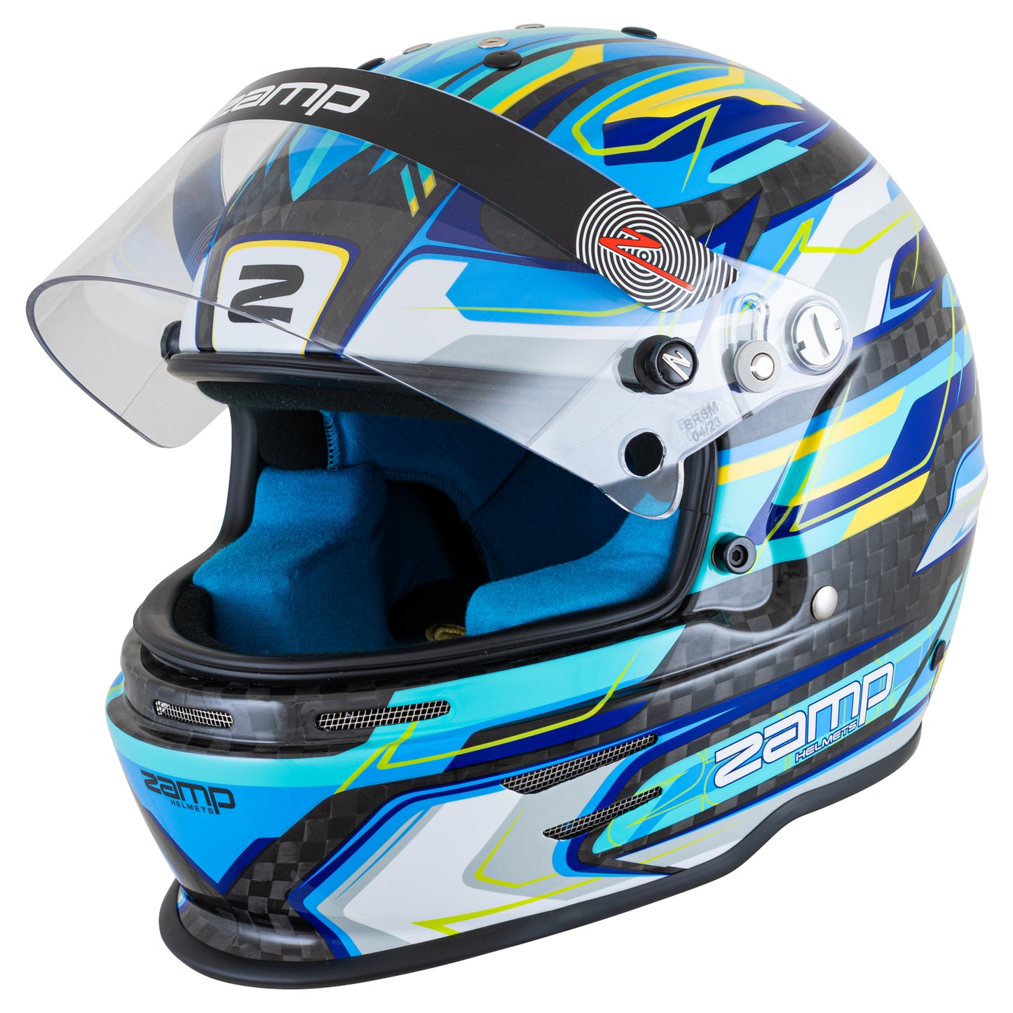 Zamp RZ-48Y Youth Carbon Graphic Helmet (Fluo Blue - Side View)