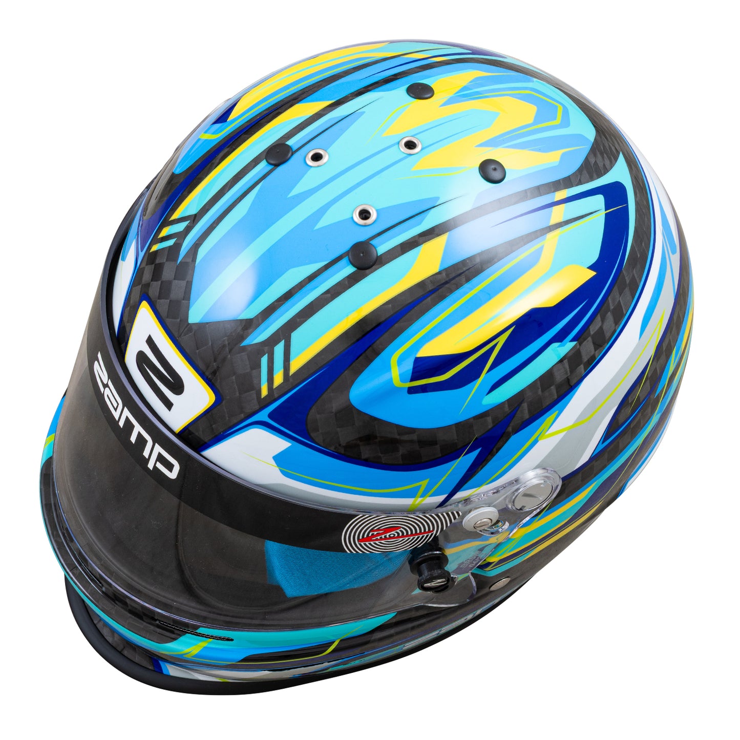 Zamp RZ-48Y Youth Carbon Graphic Helmet (Fluo Blue) - Top View