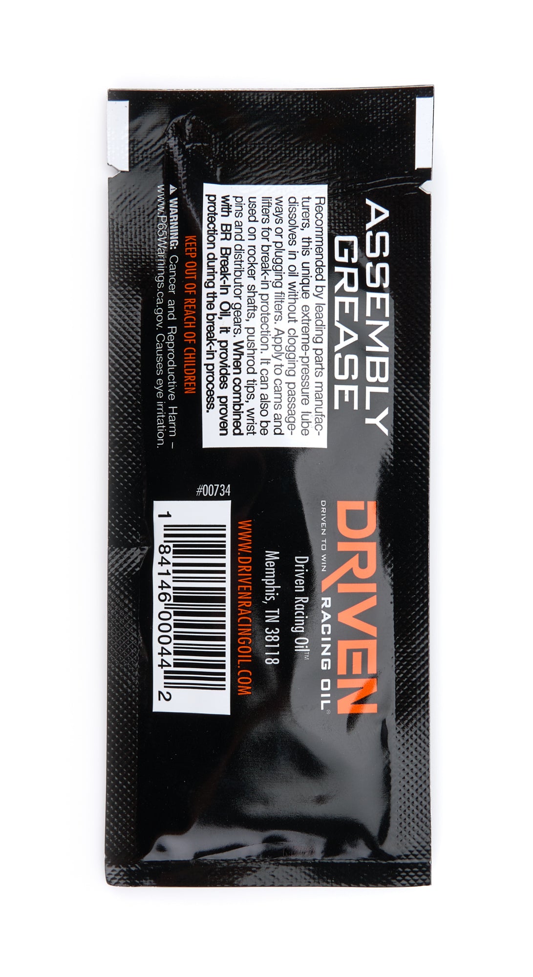 Driven Engine Assembly Lubricant 00734-12 (label)