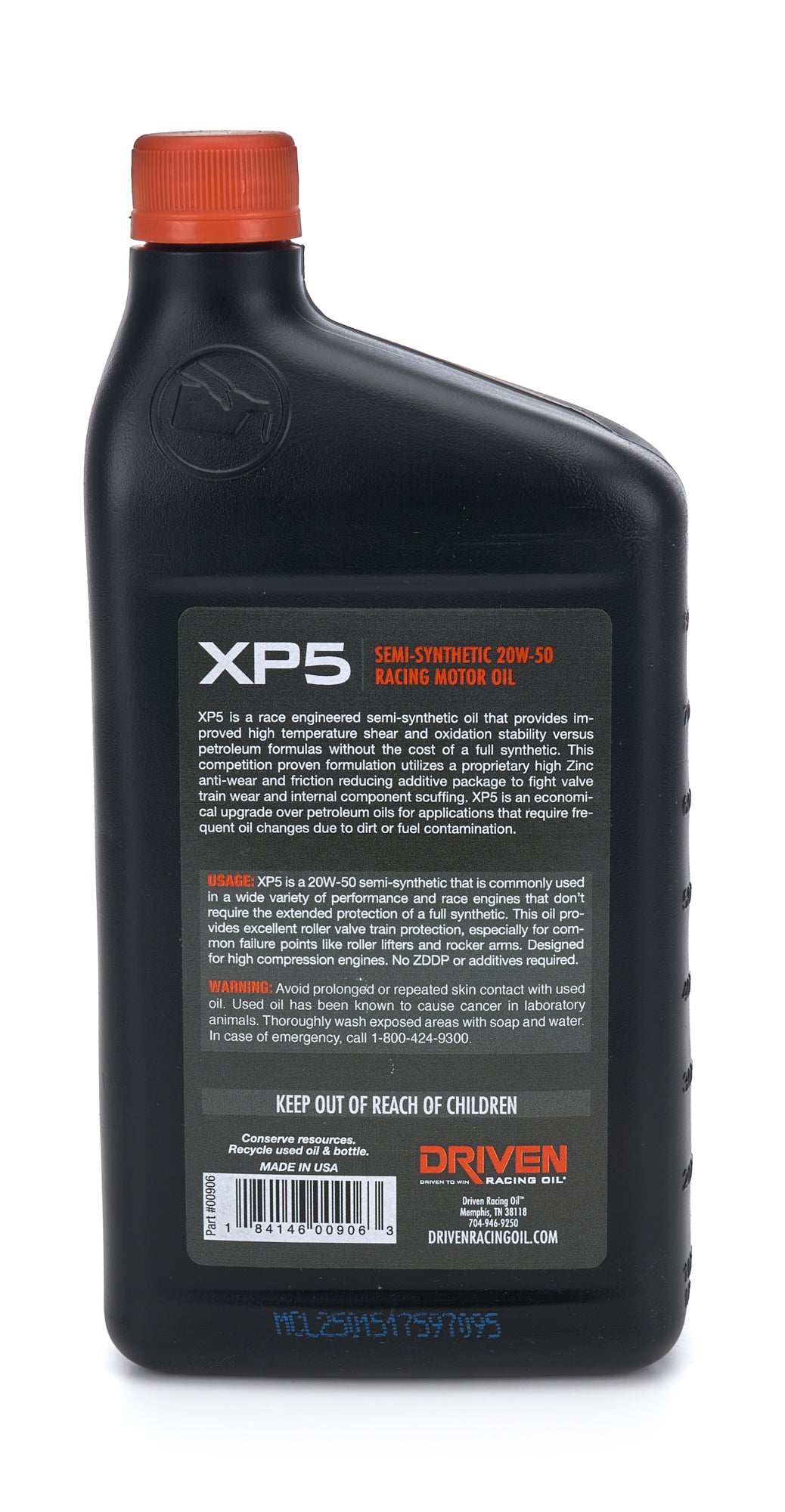 Driven XP5 20W-50 Semi-Synthetic Racing Oil (Label)