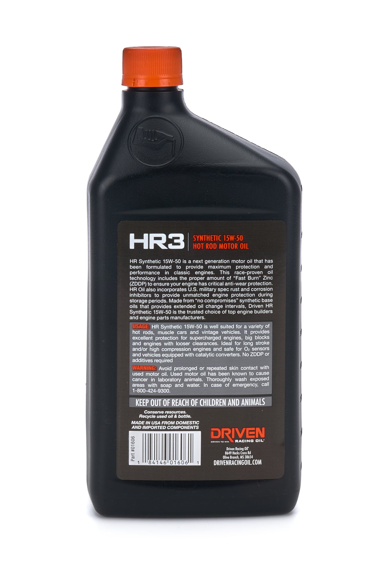 Driven HR 15W-50 Synthetic Racing Oil (Label)