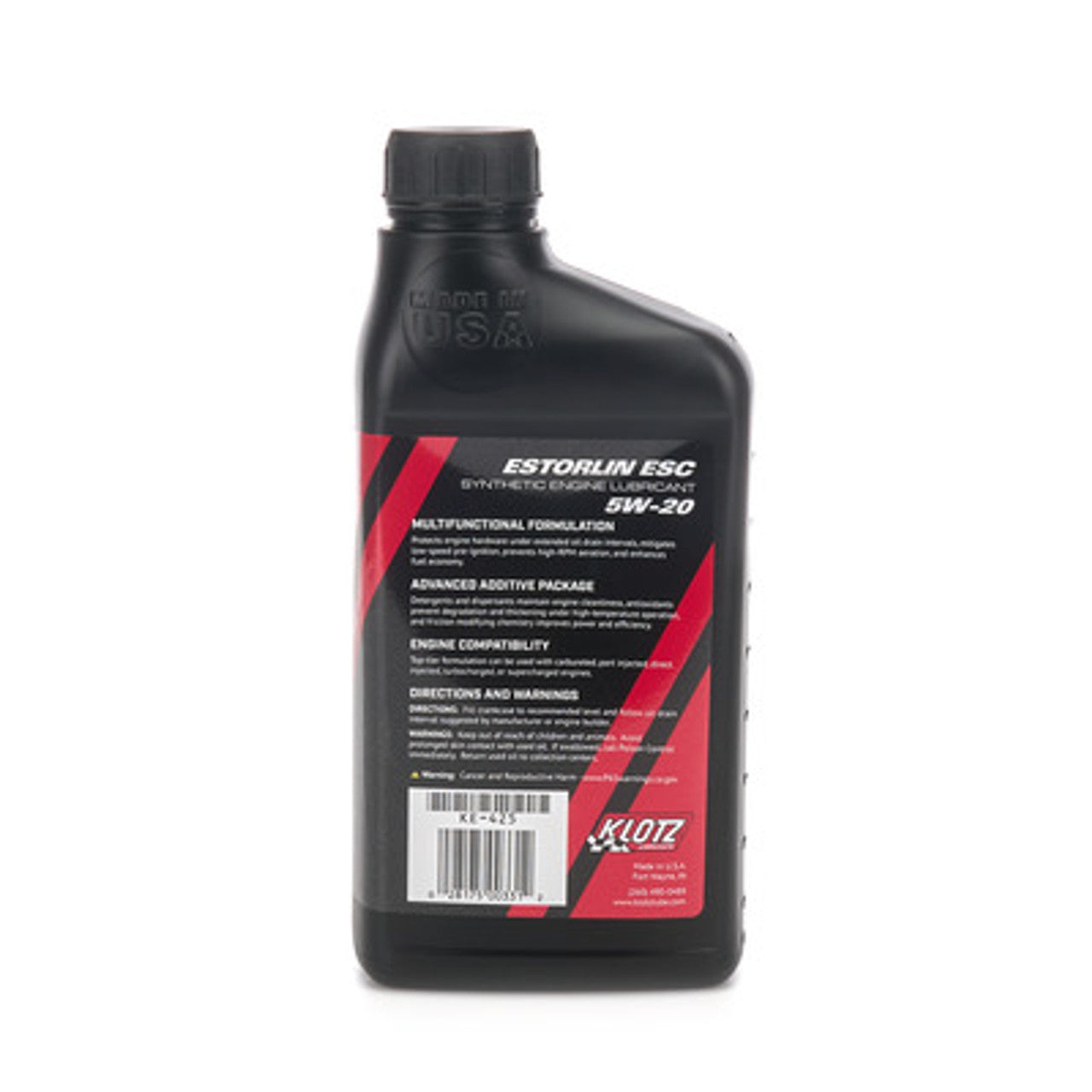 Klotz Estorlin ESC Synthetic Motor Oil 5W-20 (back label)