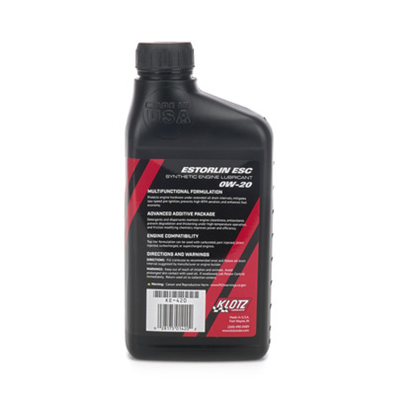 Klotz Oil Estorlin ESC 0W-20 (Back Label)