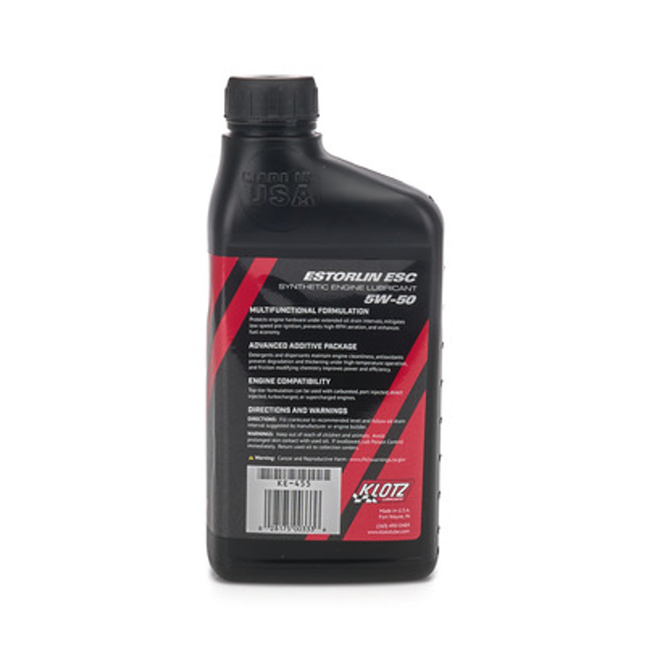 Klotz Estorlin ESC Synthetic Motor Oil 5W-50 (back label)