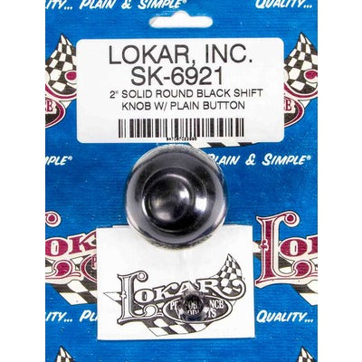 Lokar 2" Shift Knob Solid Round Black w/Button SK-6921