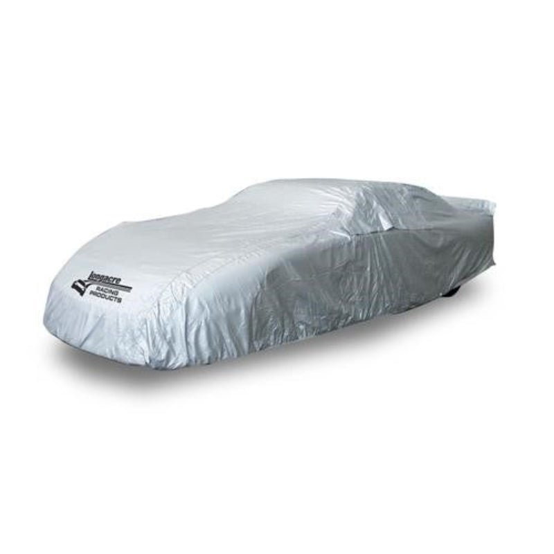 The Longacre Late Model Car Cover has a heat reflective silver cover to keep your car cooler and cleaner.