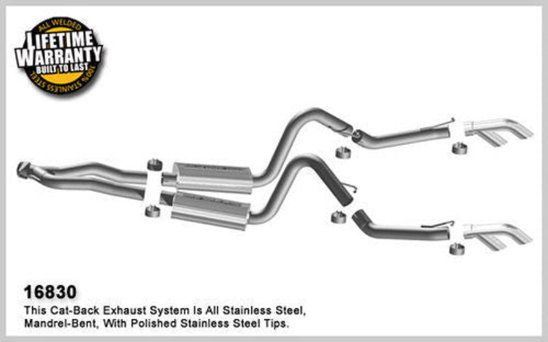 MagnaFlow Cat-Back Exhaust System 16830, 1975-81 Firebird (Dimension Diagram)