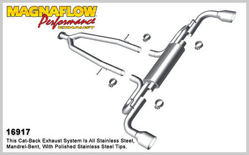 MagnaFlow Cat-Back Exhaust 16917, 2002-08 Lexus SC430 4.3L (Dimension Diagram)