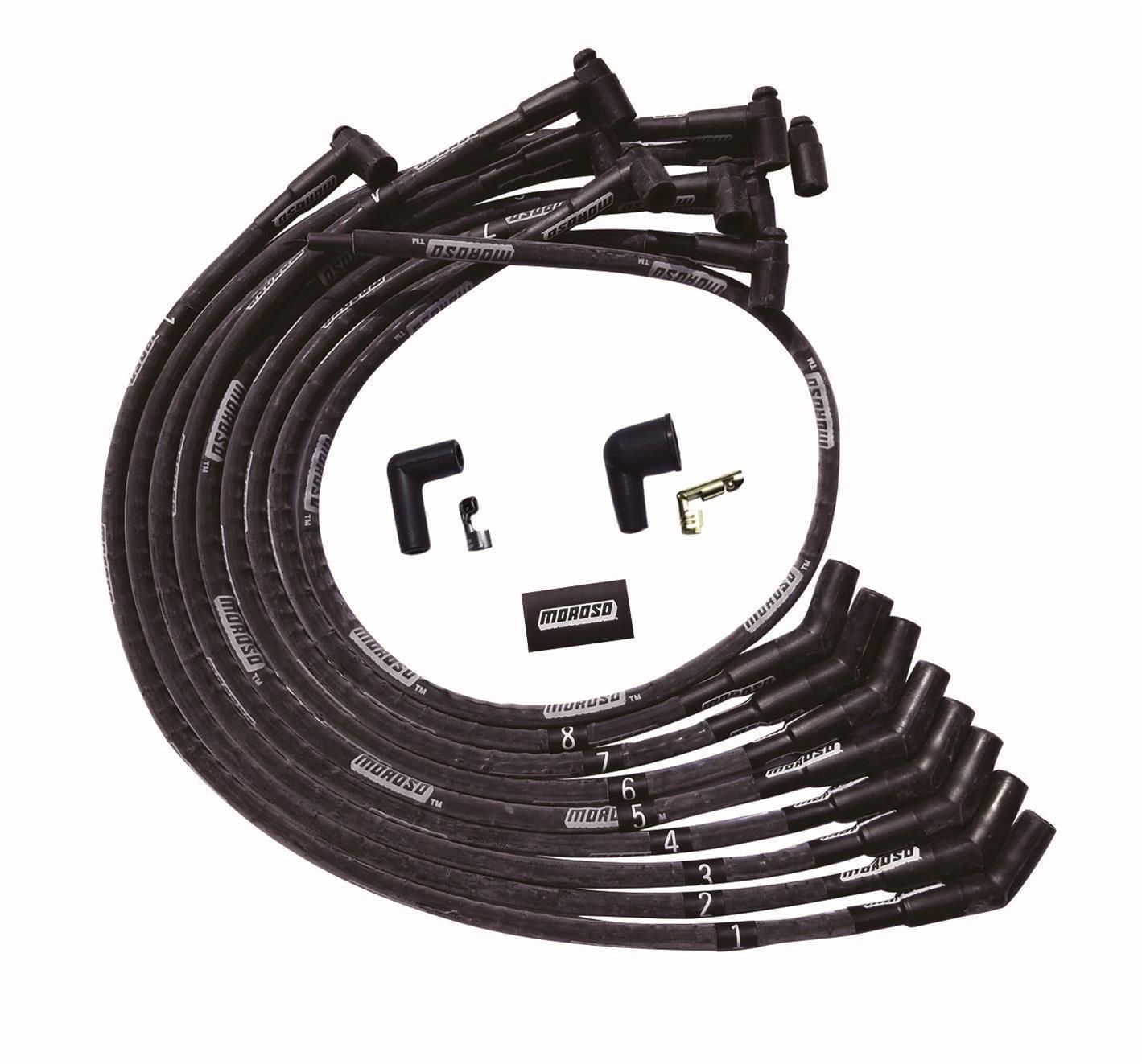 Moroso Ultra Plug Wire Set BBC Over Valve Cover Black 51542