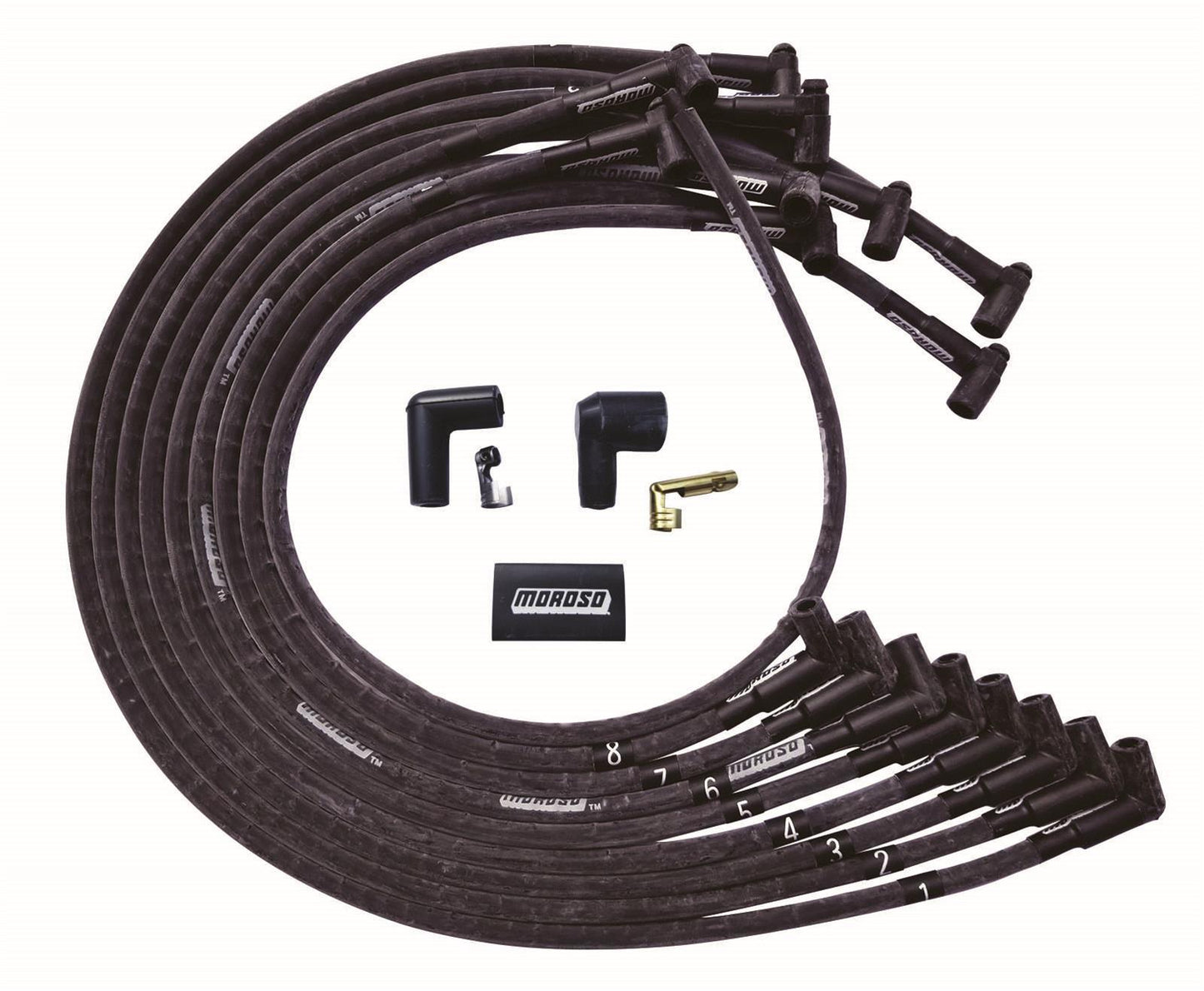 Moroso Ultra Plug Wire Set BBC Under Valve Cover Black 51543