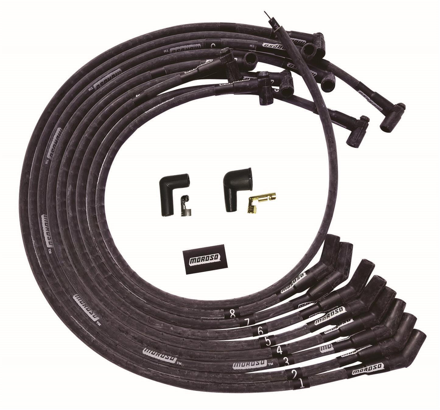 Moroso Ultra Plug Wire Set BBC Under Valve Cover Black 51545