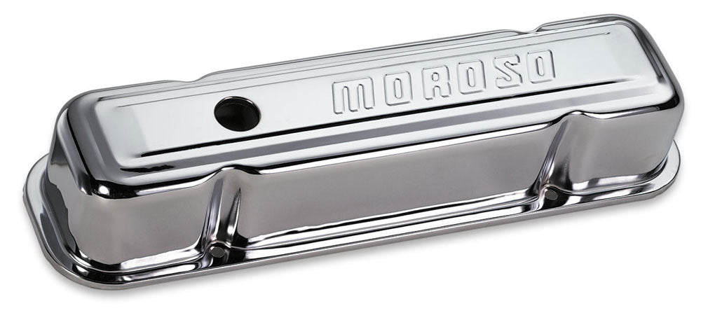 Moroso Chrome B/E Valve Covers Pontiac V8 Tall w/Baffle 68281