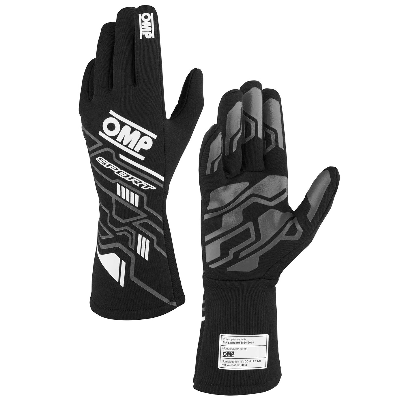 OMP Sport Gloves FIA (Black/White)