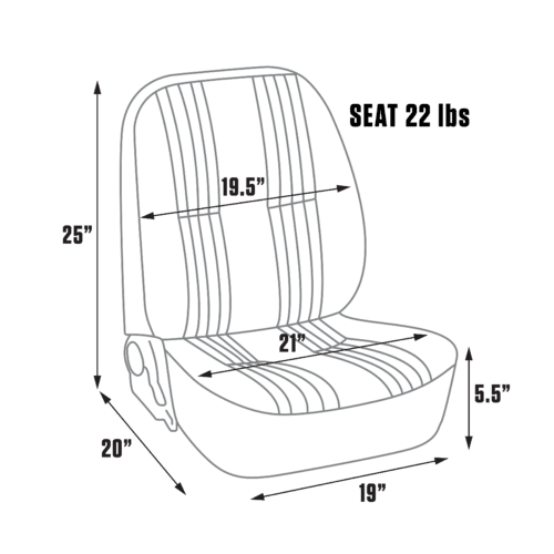 Procar PRO90 Low Back Recliner Seat Dimensions