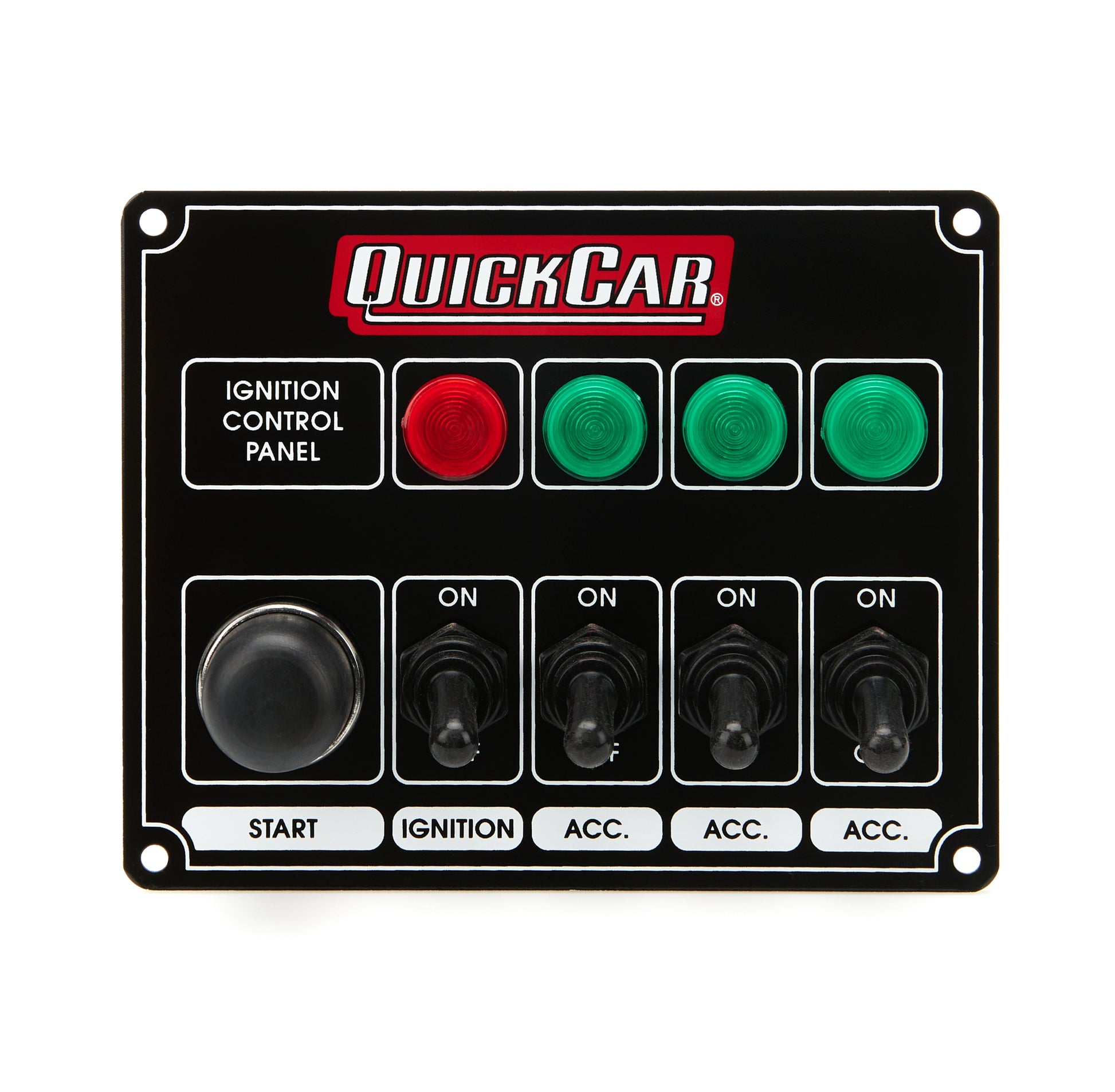 QuickCar Ignition Panel Black w/3 Acc. & Lights 50-826
