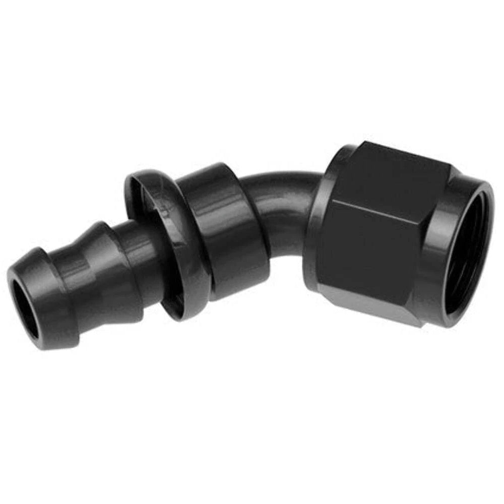 Redhorse 8AN Push Lock Hose End 45-Degree (Black)