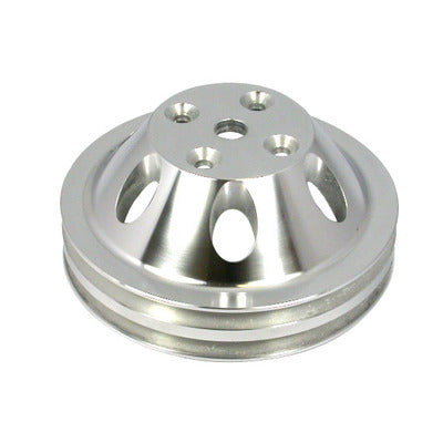 Racing Power Polished Aluminum SBC Double Groove Pulley R9483POL