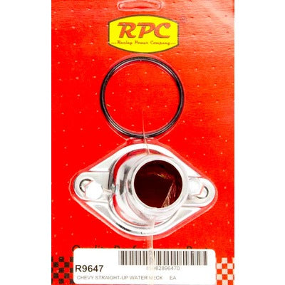 Racing Power Chevy V8 Steel Straight Water Neck Chrome R9647