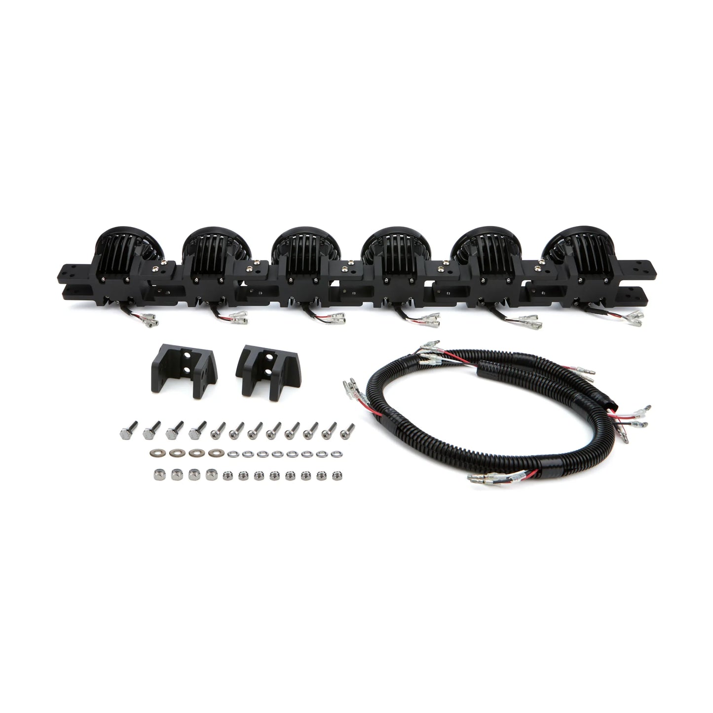 Automotive light bar assembly with brackets and wiring