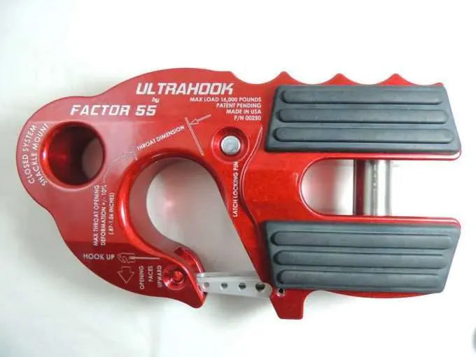Factor 55 Ultrahook Winch Hook w/Shackle Mount Red