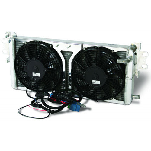 AFCO Racing Heat Exchanger Aluminum Satin 2007-12 Shelby GT500 Double Pass (L - 26-1/4”) X (W - 5-3/8”) X (H - 11-3/8”) With Fans 80280PRO