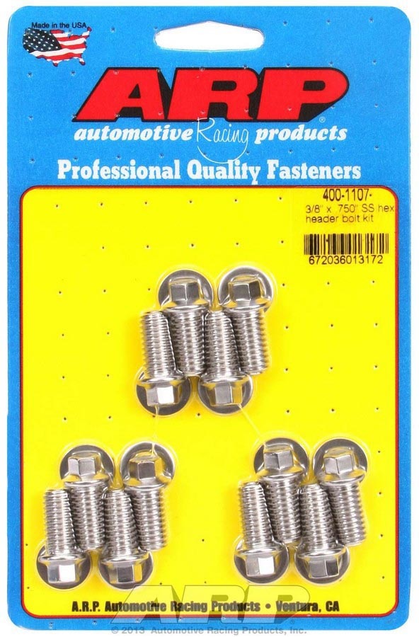 ARP S/S Header Bolt Kit - 3/8 x .750 UHL (12) 400-1107