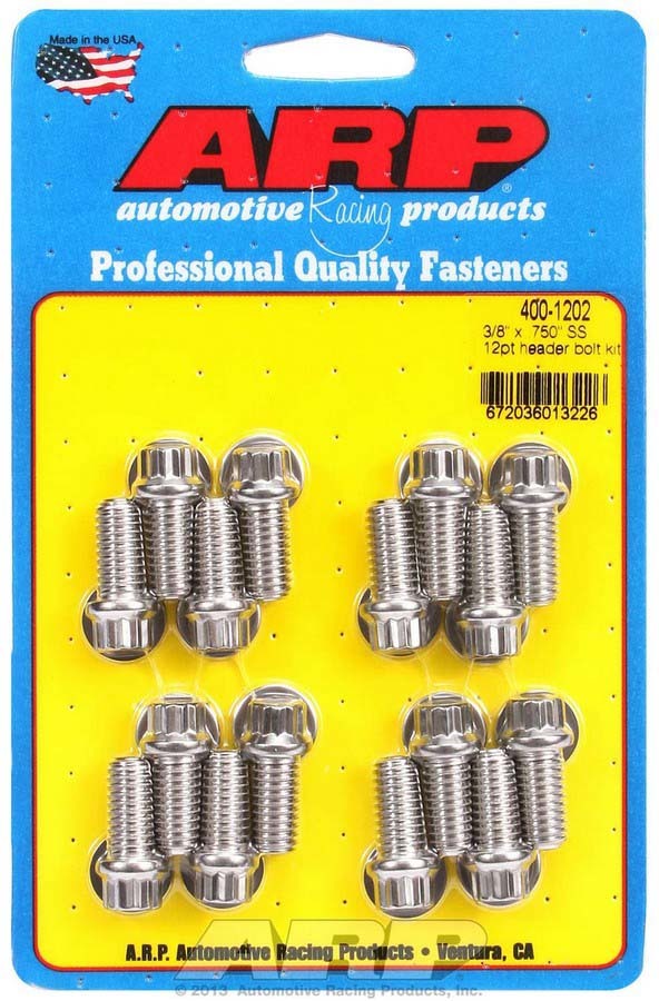 ARP S/S Header Bolt Kit - 3/8 x .750 UHL (16) 400-1202