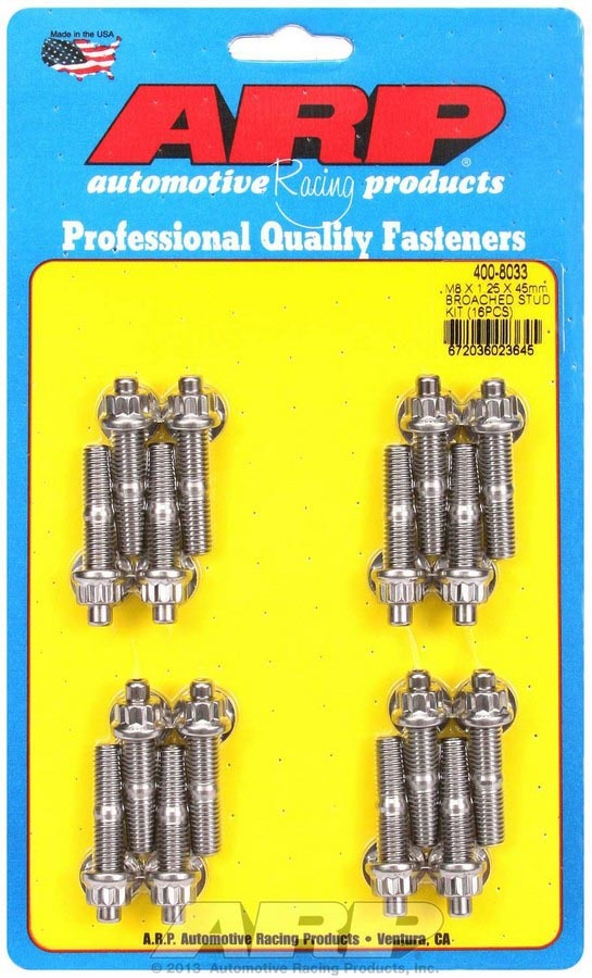 ARP S/S Stud & Nut Kit (16) 8mm x 1.25" x 45mm 400-8033