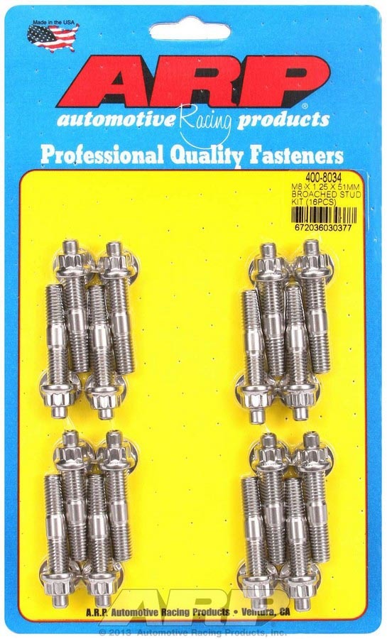ARP S/S Stud & Nut Kit (16) 8mm x 1.25" x 51mm 400-8034
