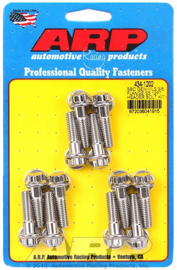 ARP S/S Header Bolt Kit - 12pt GM LS 434-1202