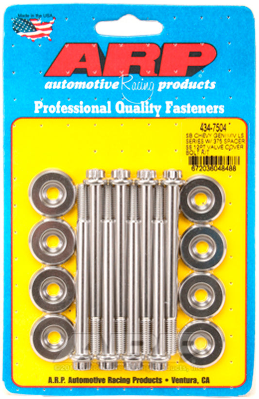 ARP Valve Cover 12pt SS Bolt Kit GM LS e/.375 Spacer 434-7504