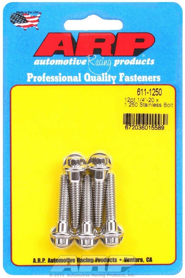 ARP S/S Bolt Kit - 12pt (5) 1/4-20 x 1.250 611-1250