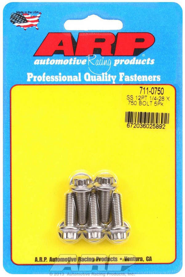 ARP S/S Bolt Kit - 12pt (5) 1/4-28 x .750 711-0750