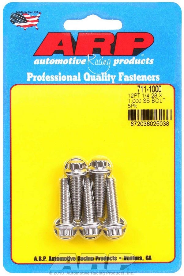 ARP S/S Bolt Kit - 12pt (5) 1/4-28 x 1.000 711-1000