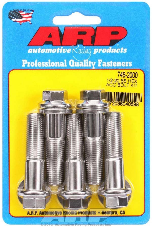 ARP S/S Bolt Kit - 6pt (5) 1/2-20 x 2.000 745-2000